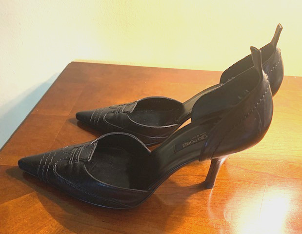 Sergio Rossi Black Leather Pump Heels Size USA 9.5 ITA 41 Made in Italy
