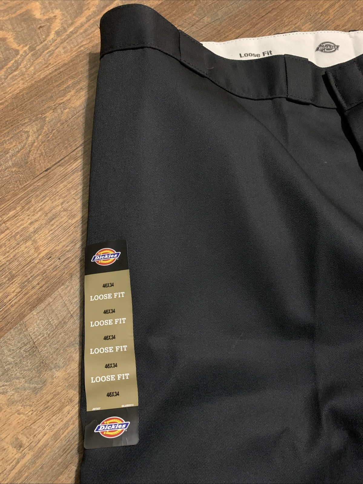 NEW Dickies Mens Twill Work Pants 46×34 Loose Fit Straight Leg Black Double Knee