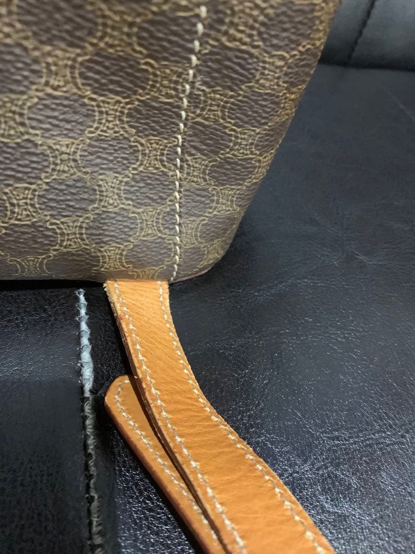 CELINE Macadam Triomphe Perforated Backpack Auth Brown Camel Leather Mini bag