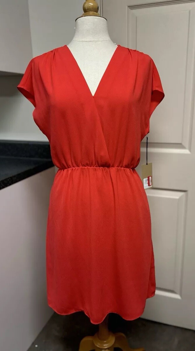 Halogen Casual Party Cocktail Dress Sz M Bright Brick Red