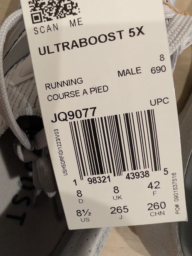 adidas Ultraboost 5x Running Shoes Grey Halo Silver Men’s Sz 8.5 JQ9077