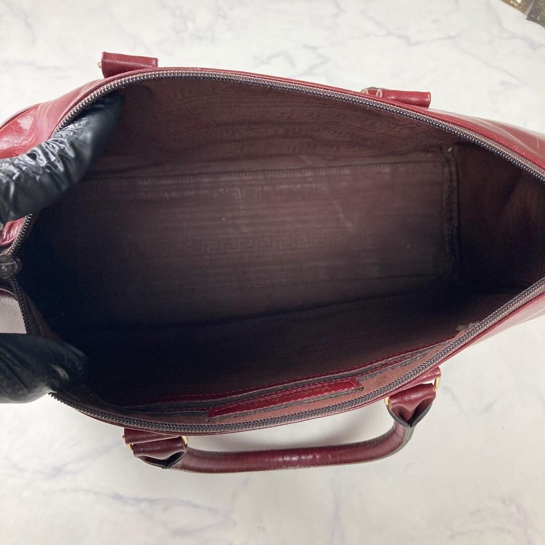 YVES SAINT LAURENT Boston bag Leather Red Vintage Authentic From Japan