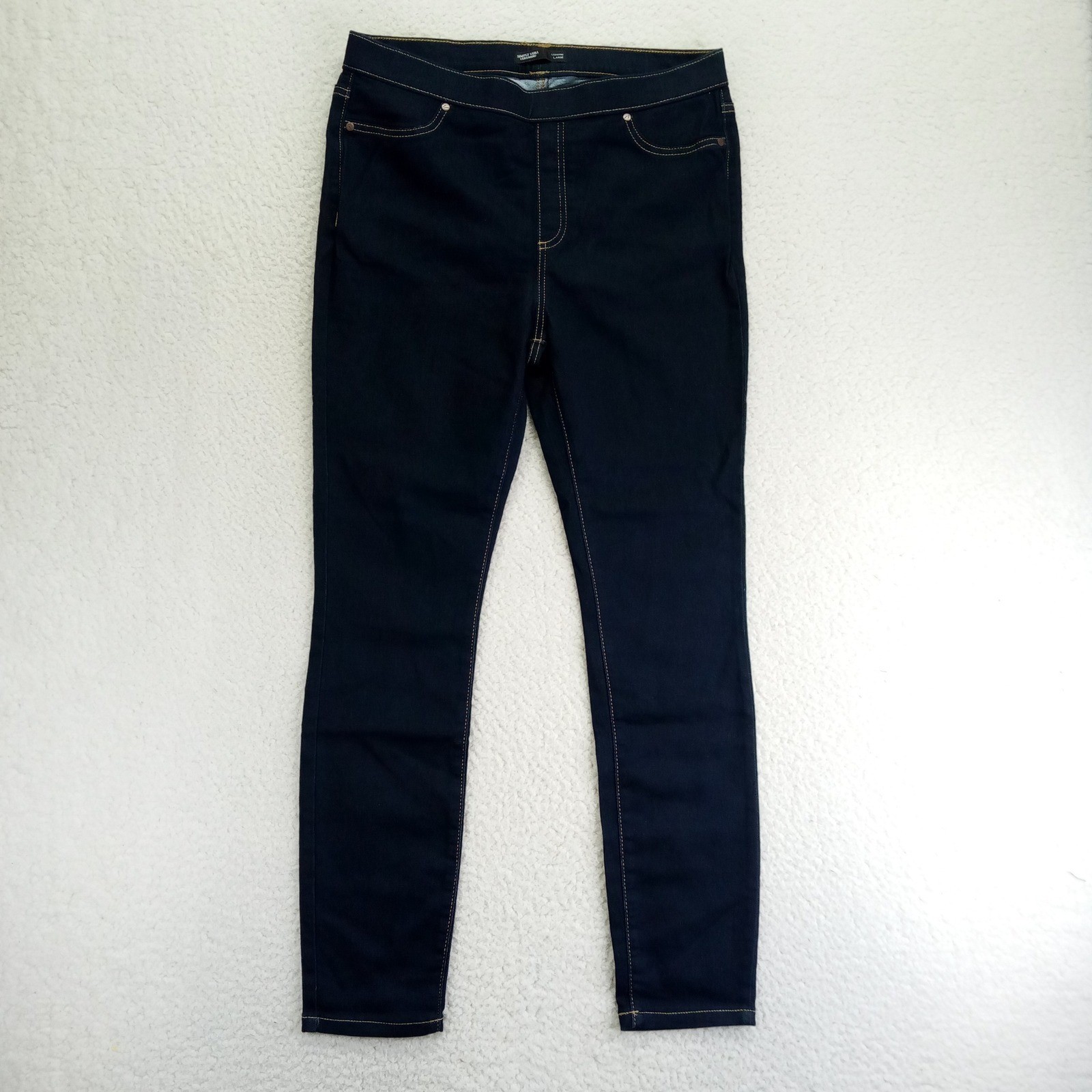 Simply Vera Vera Wang Womens Mid Rise Shaping Denim Leggings Indigo Blue Large