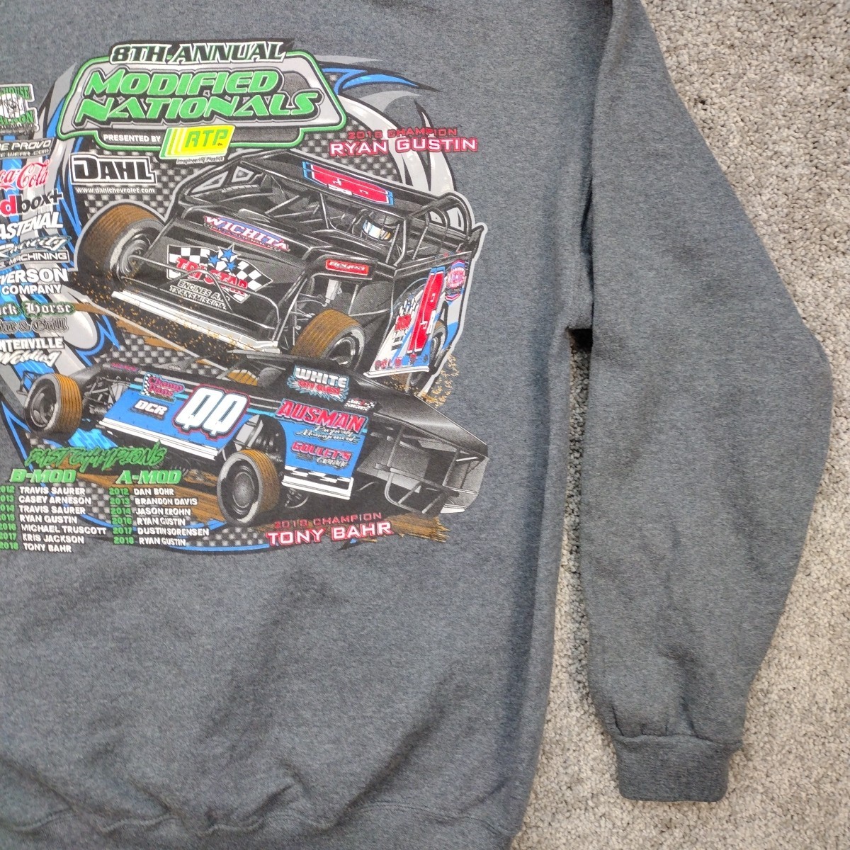 Modified Nationals Speedway Dirt Track Racing Dbl Sided Graphic Hoodie XL Bahr