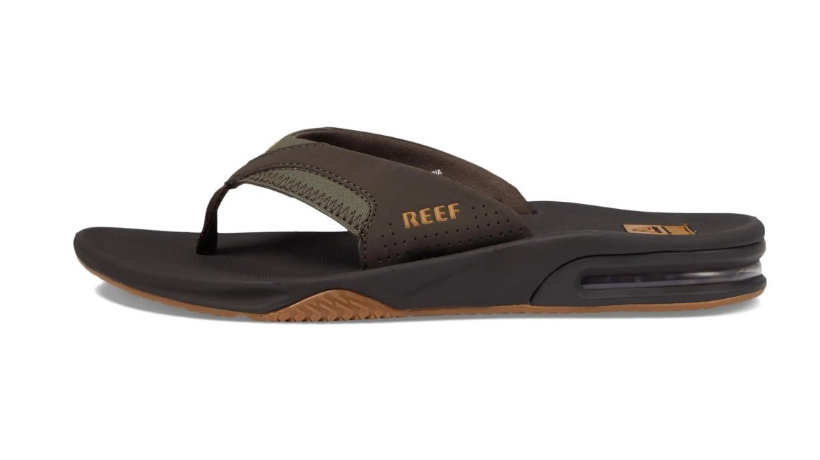 Man Reef Fanning Arch Support Flip Flop Sandal RF2026 Brown/Gum Brand New