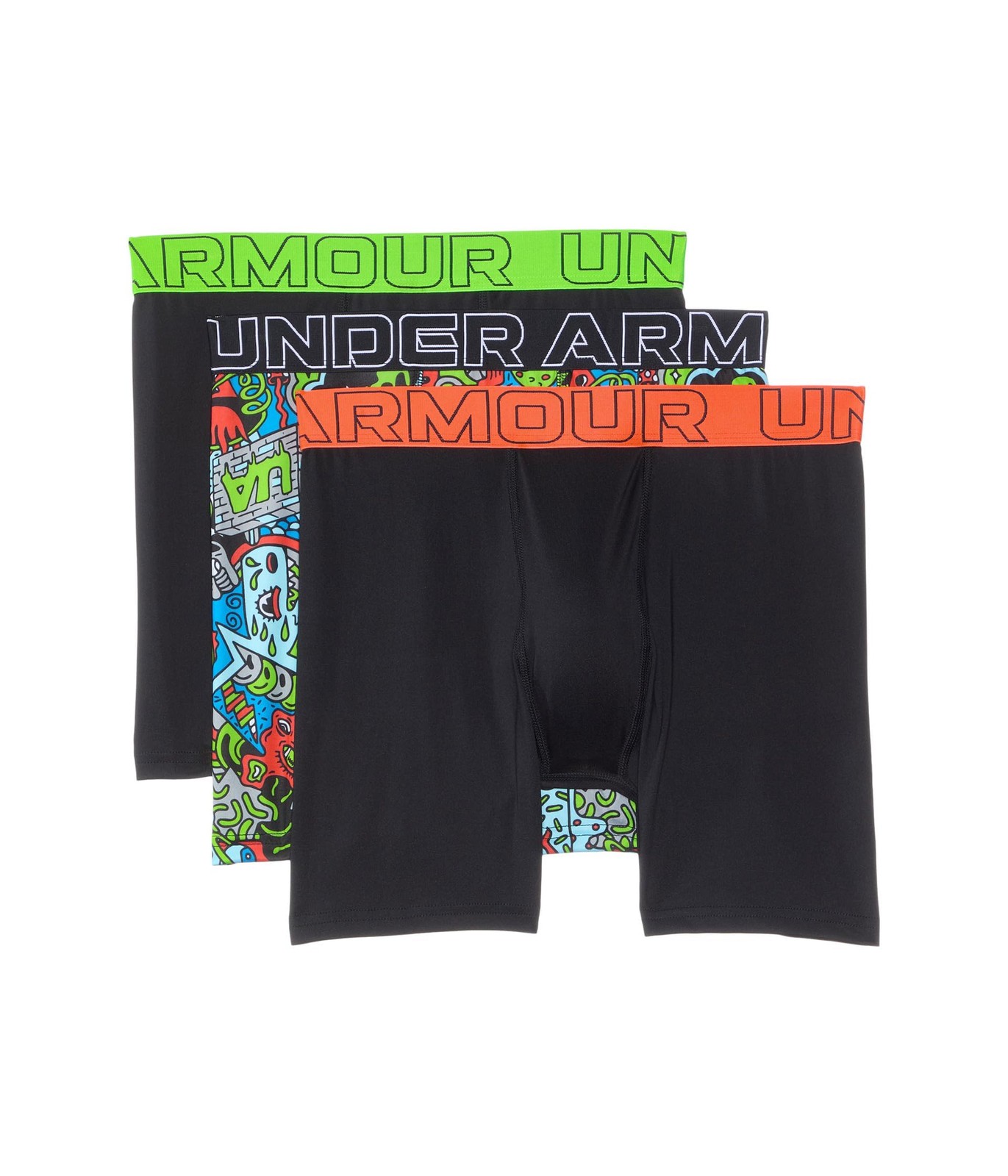 Under Armour Boy’s Boxer Brief Multipack Black/Hyper Green Slim Fit Small