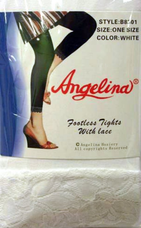 LADIES FOOTLESS TIGHT/CAPRI LEGGINGS With Lace Trim Angelina One Size