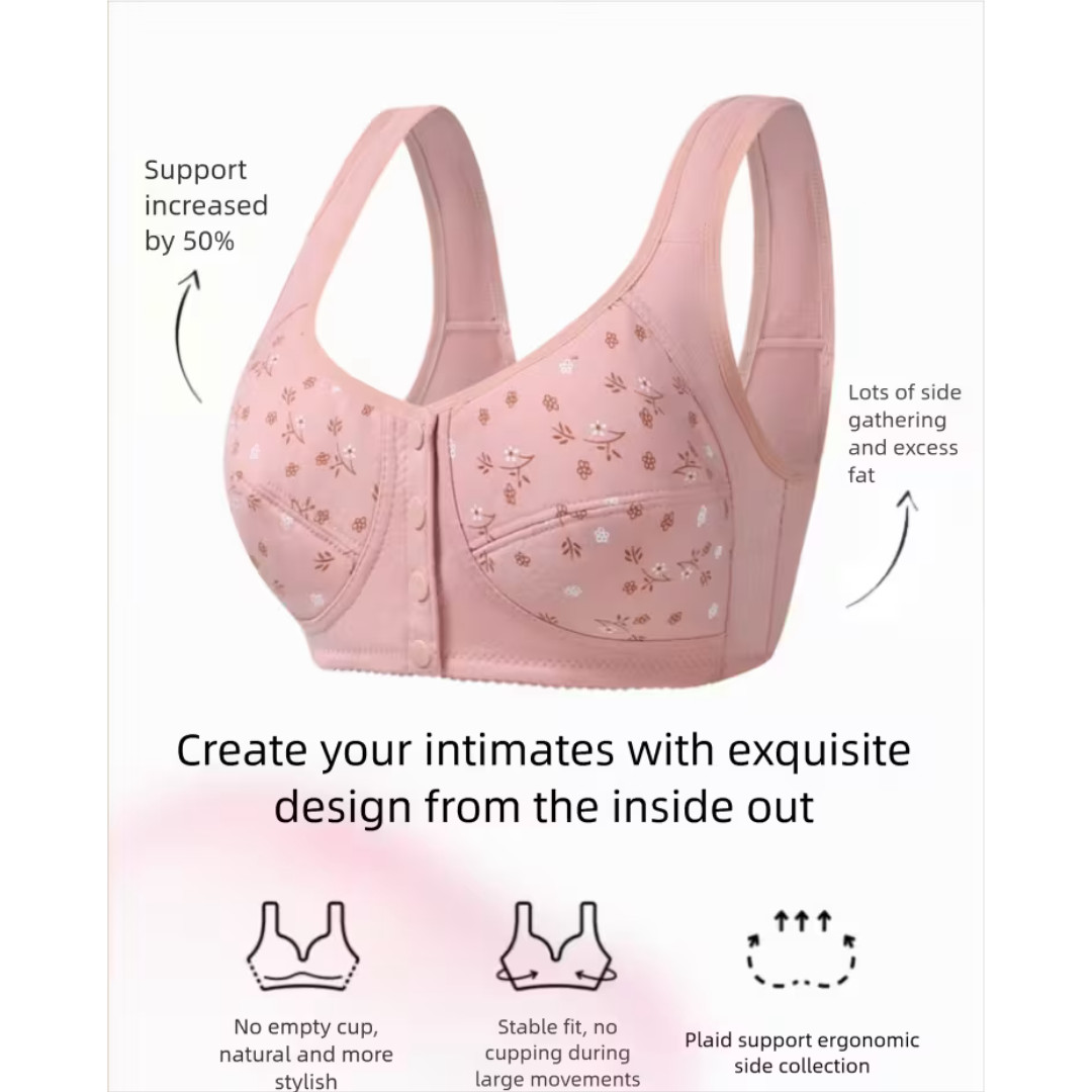7pcs Set Seniors Bra Front Snap Closure Bras Lace Comfort Wireless for Women US