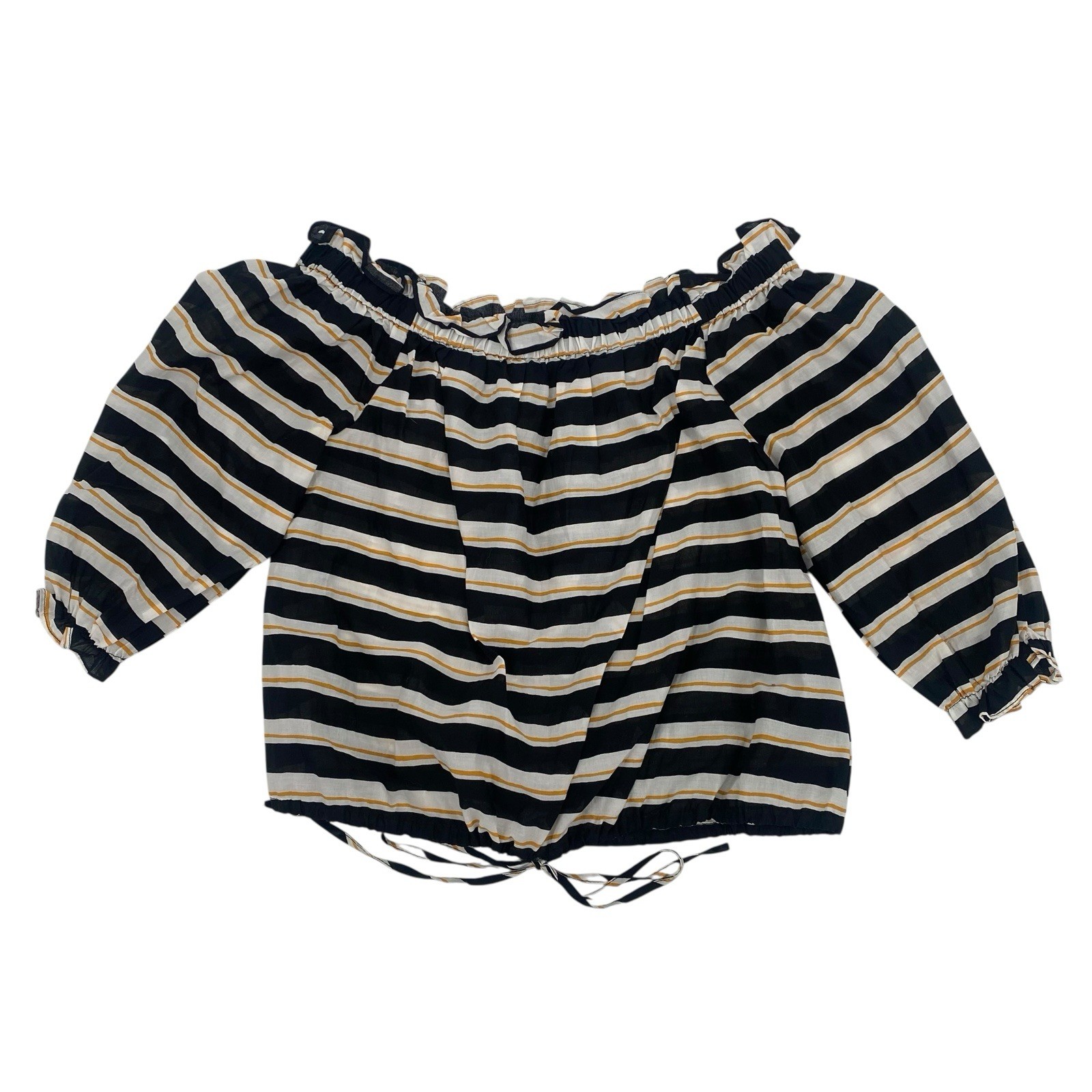 Who What Wear Women’s Size M Black White Striped Off The Shoulder Smocked Top