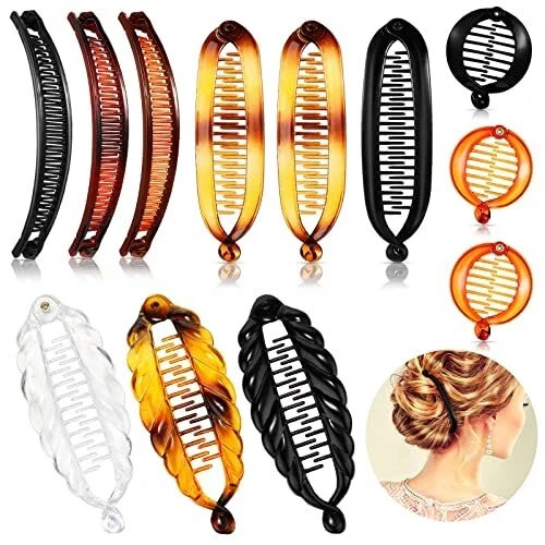 12Pack Large Banana Hair Clips Clincher Combs Fishtail Hair Clip Ponytail Holder