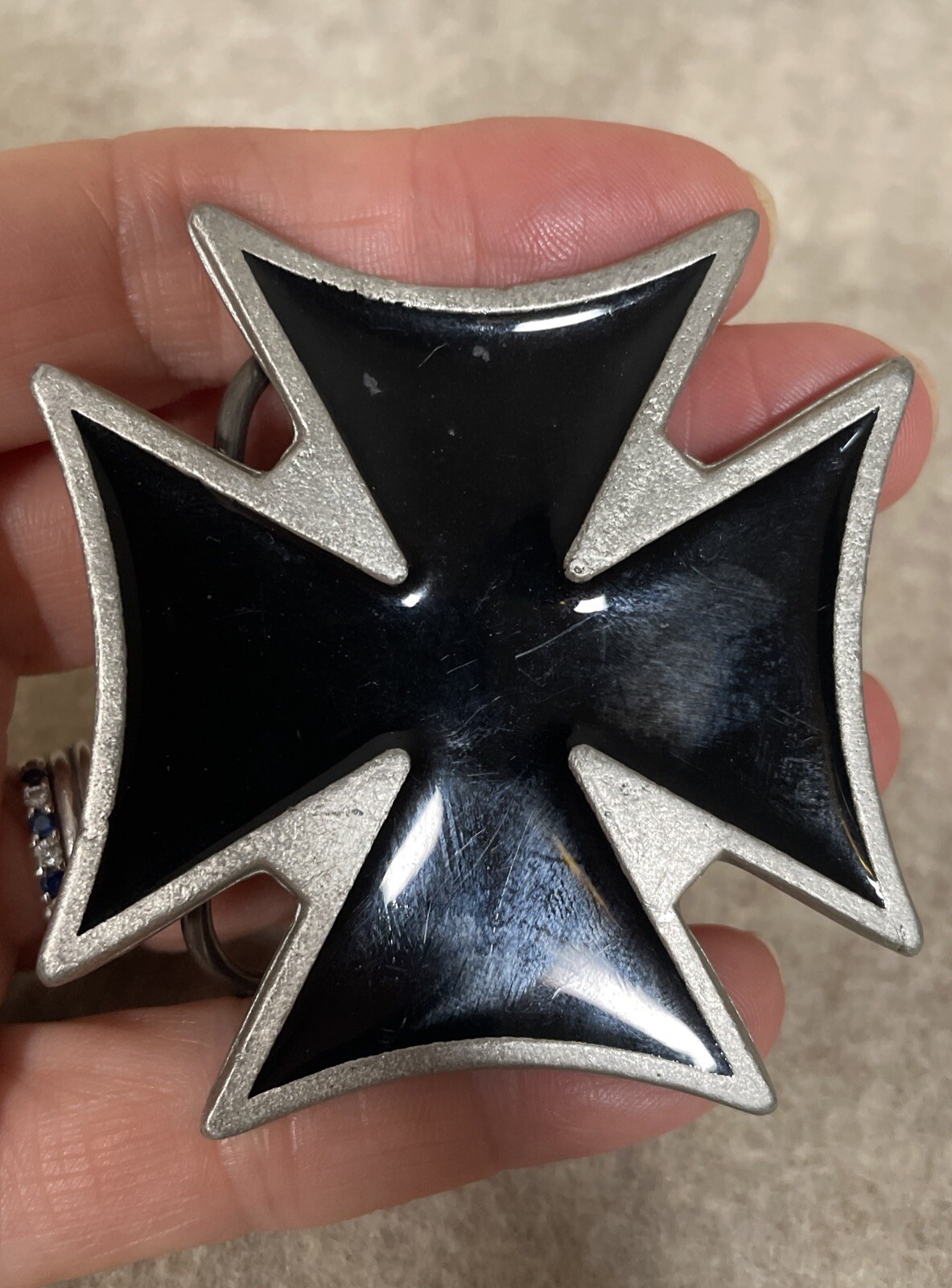 Iron Cross Dress Belt Buckle Motorcycle Biker Goth Punk Cowboy Vintage 90s