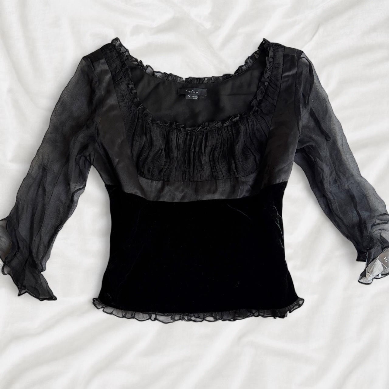 Vintage ECI New York Velvet And Silk Milkmaid Top, Fairygoth Y2K