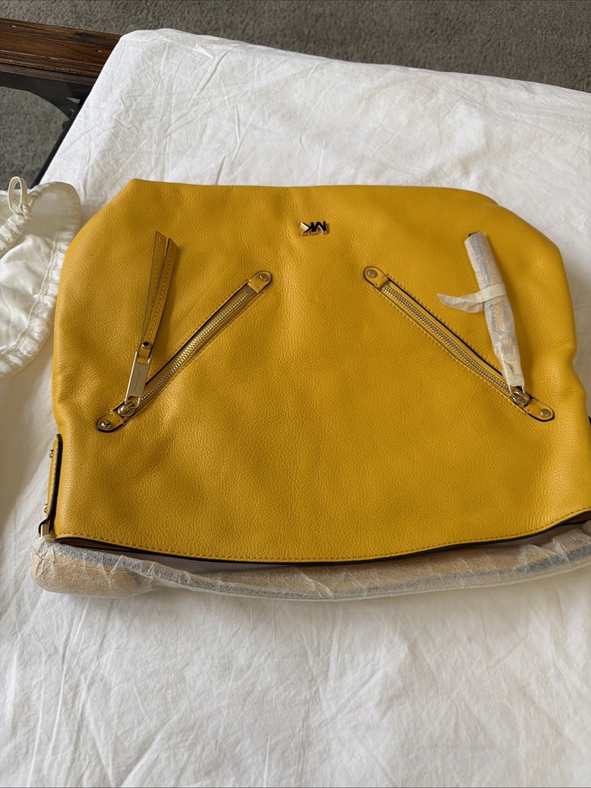 Michael Kors Yellow Large Shoulder Bag Zip Closure w/ Dust Bag