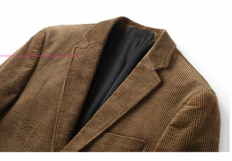 Men Vintage Casual Work Wear Corduroy Suit Fall Winter Blazer Jacket Sport Coats
