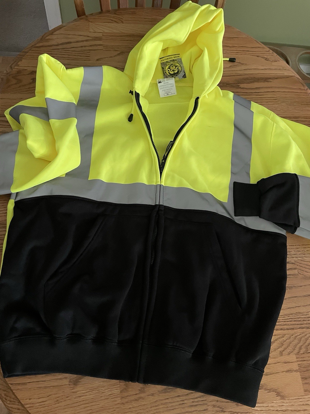 OccuNomix Hi-Vis Yellow/Black Colorblock Reflective Full Zip Hoodie XL