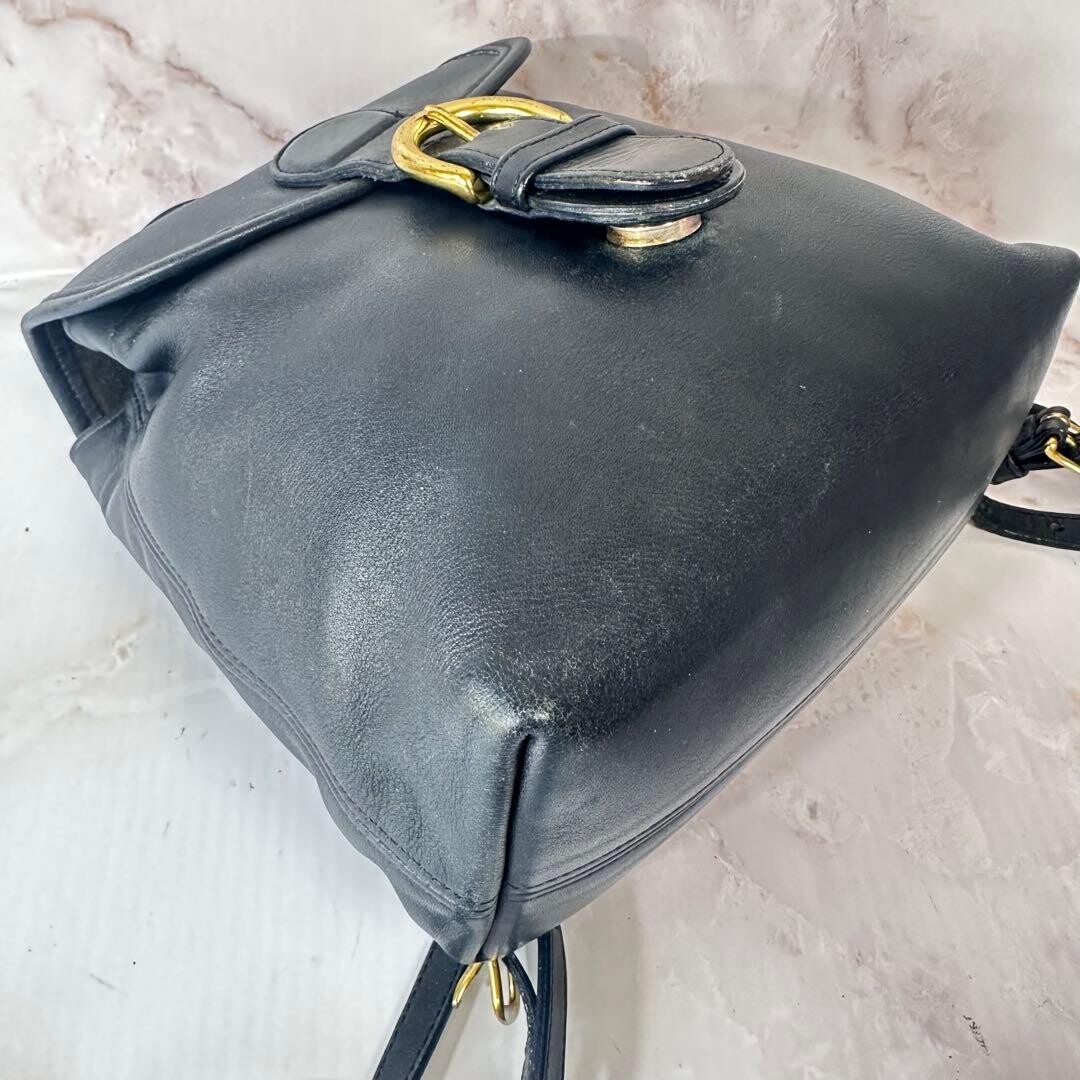 Coach Black Leather Mini Backpack USA Made 4152 Logo Charm Auth