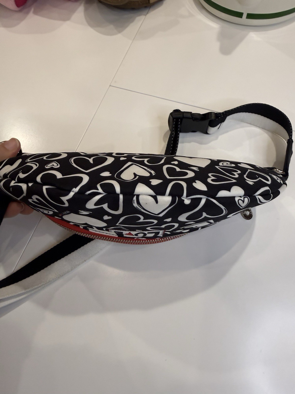 Brighton Endless Love Belt Bag Fanny Pack Black White Hearts Excellent