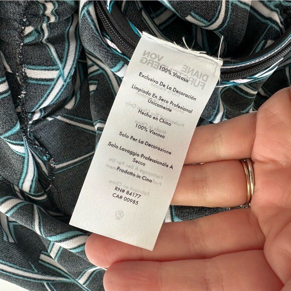 Diane Von Furstenburg Drusilla Black Teal Wrap Midi Dress Womens 8