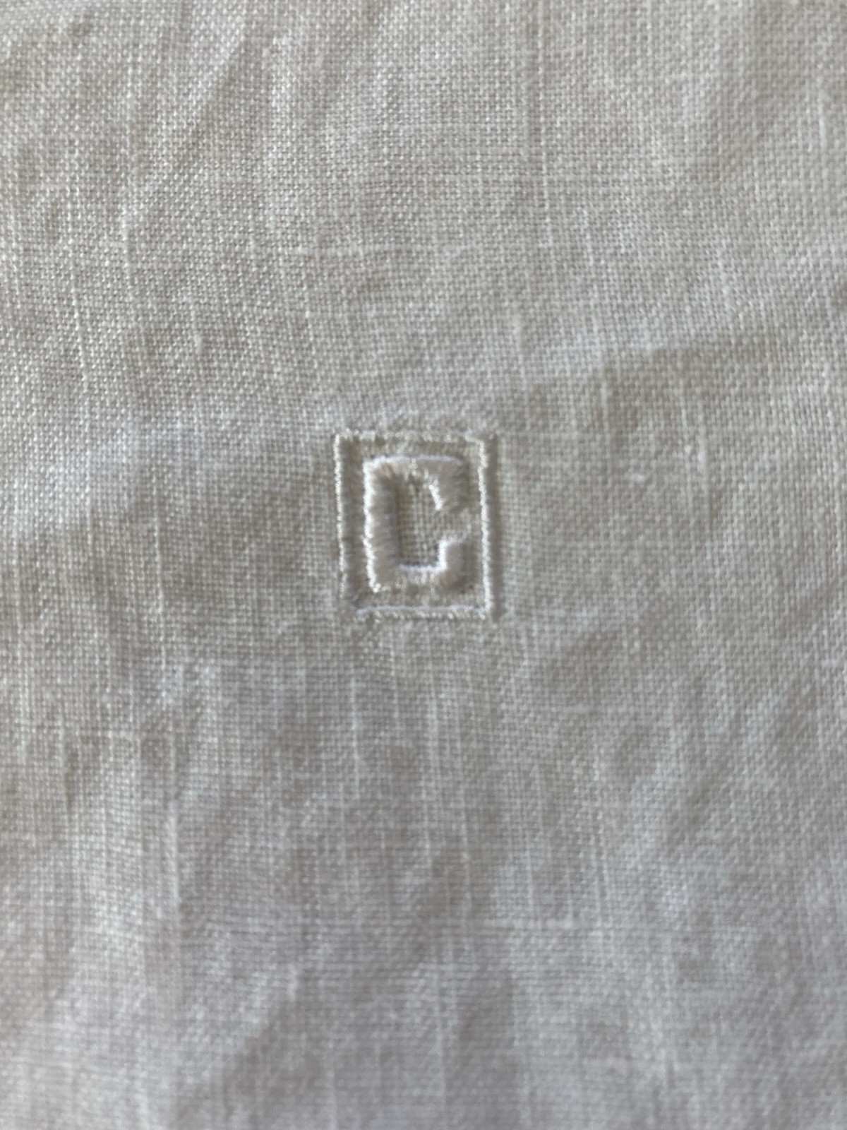 Chaps *Logo* White Button Up Collared Blouse 100% Linen SZ XL 3/4 Split Sleeve