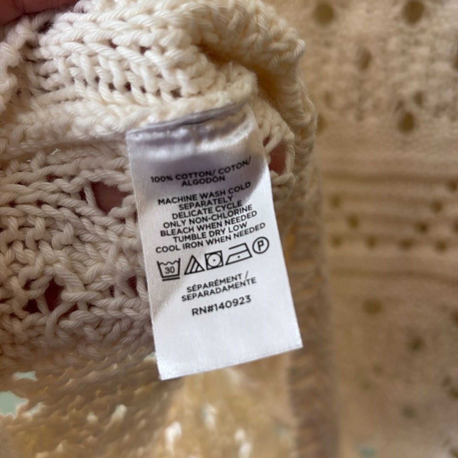 Loft Crochet Ruffle Sweater Tank Top Boho Ivory 100% Cotton Sz L