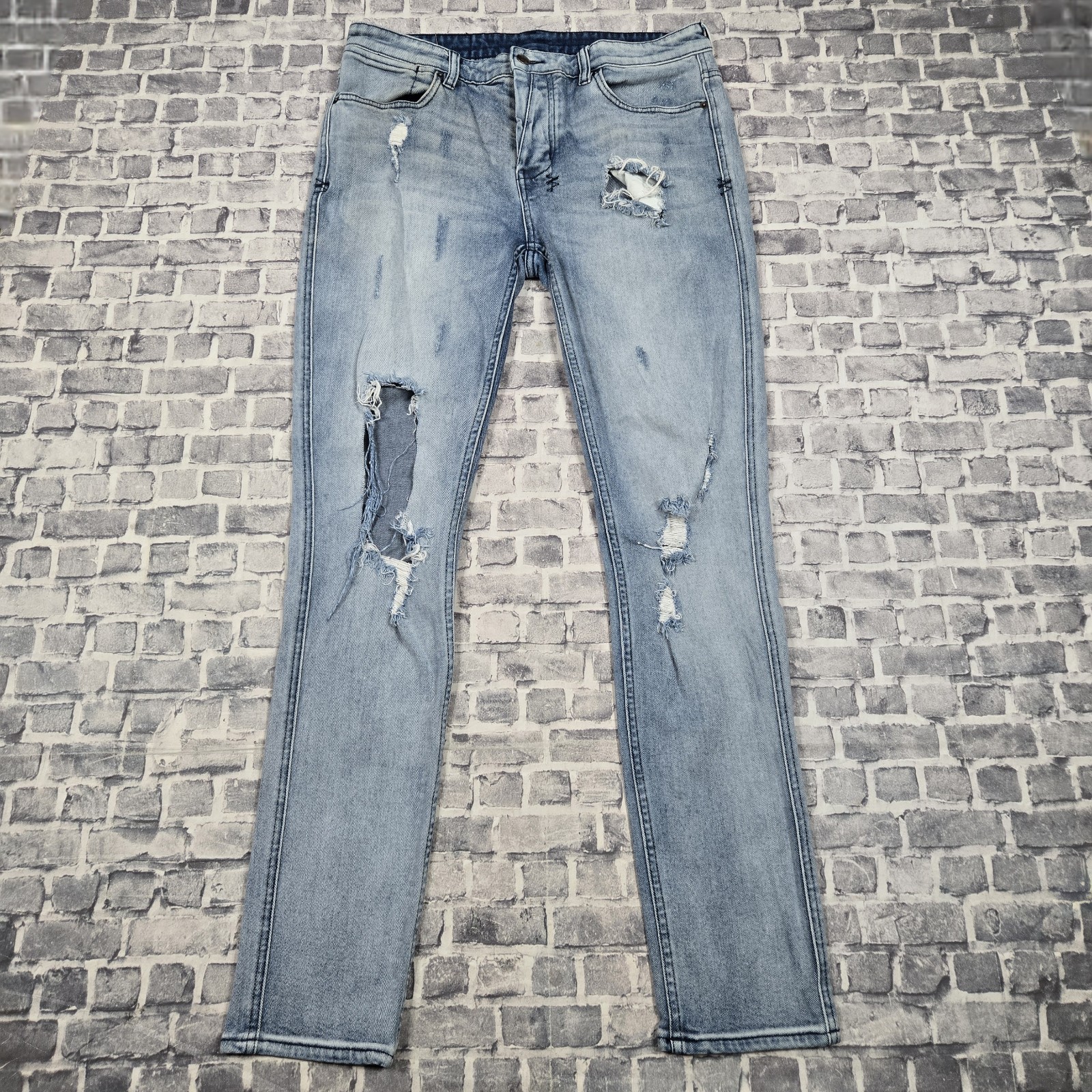 Ksubi Van Winkle Trashed Dreams Stretch Jeans Mens Size 34 Blue 34×32 Distressed