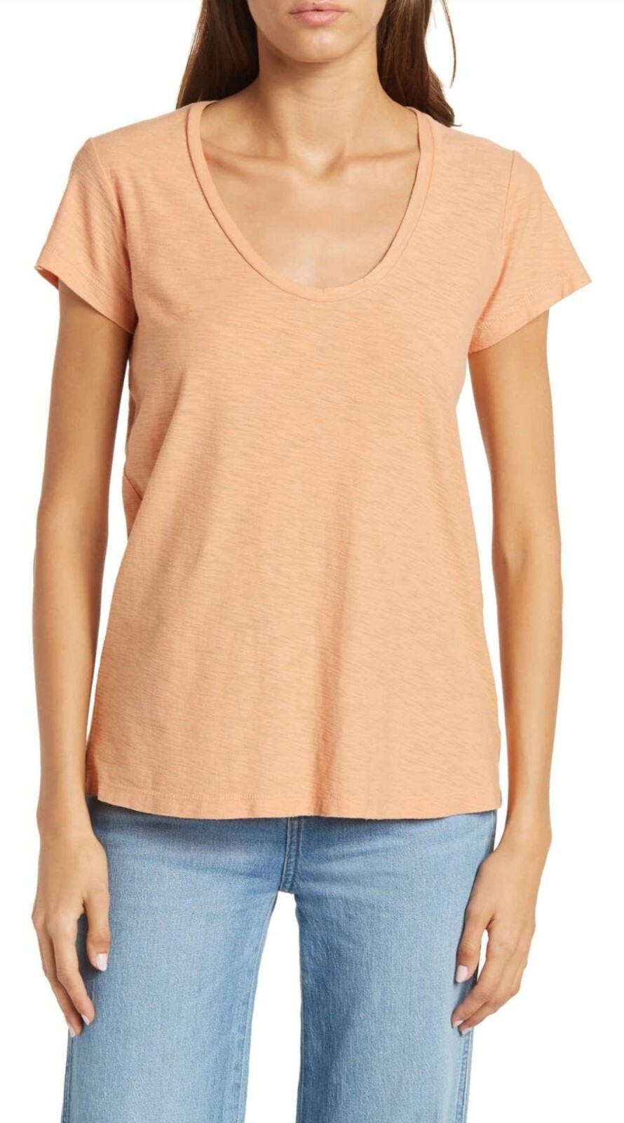 Standard James Perse Womens T-Shirt Deep U-Neck Villa Size 2(M) Peach Tee NEW