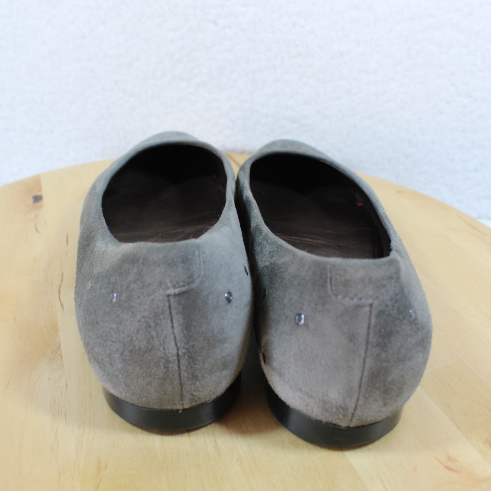 AGL Ballet Flat 39 Womens 9 Gray Suede Attilio Giusti Leombruni Rhinestone Studs