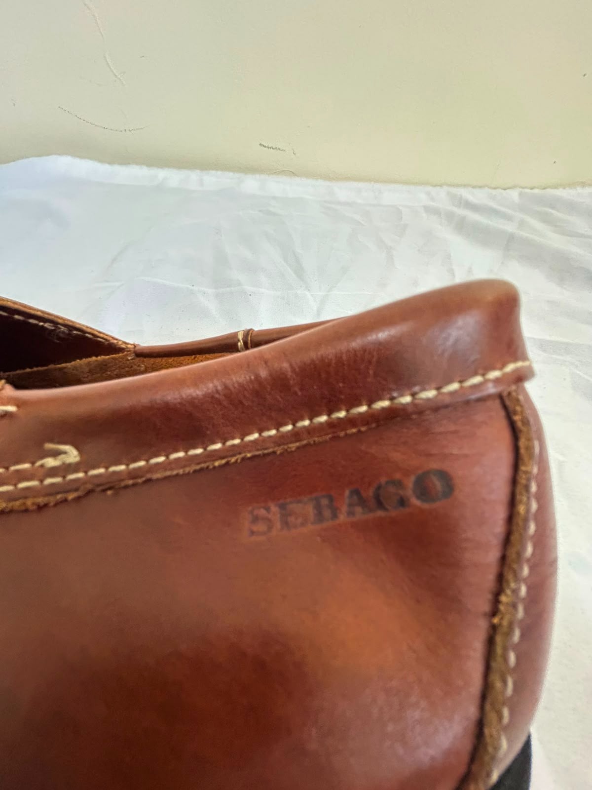 Sebago Genuine Handsewn Mens Brown Leather Moc Toe Oxford Size US 11W EUR 45