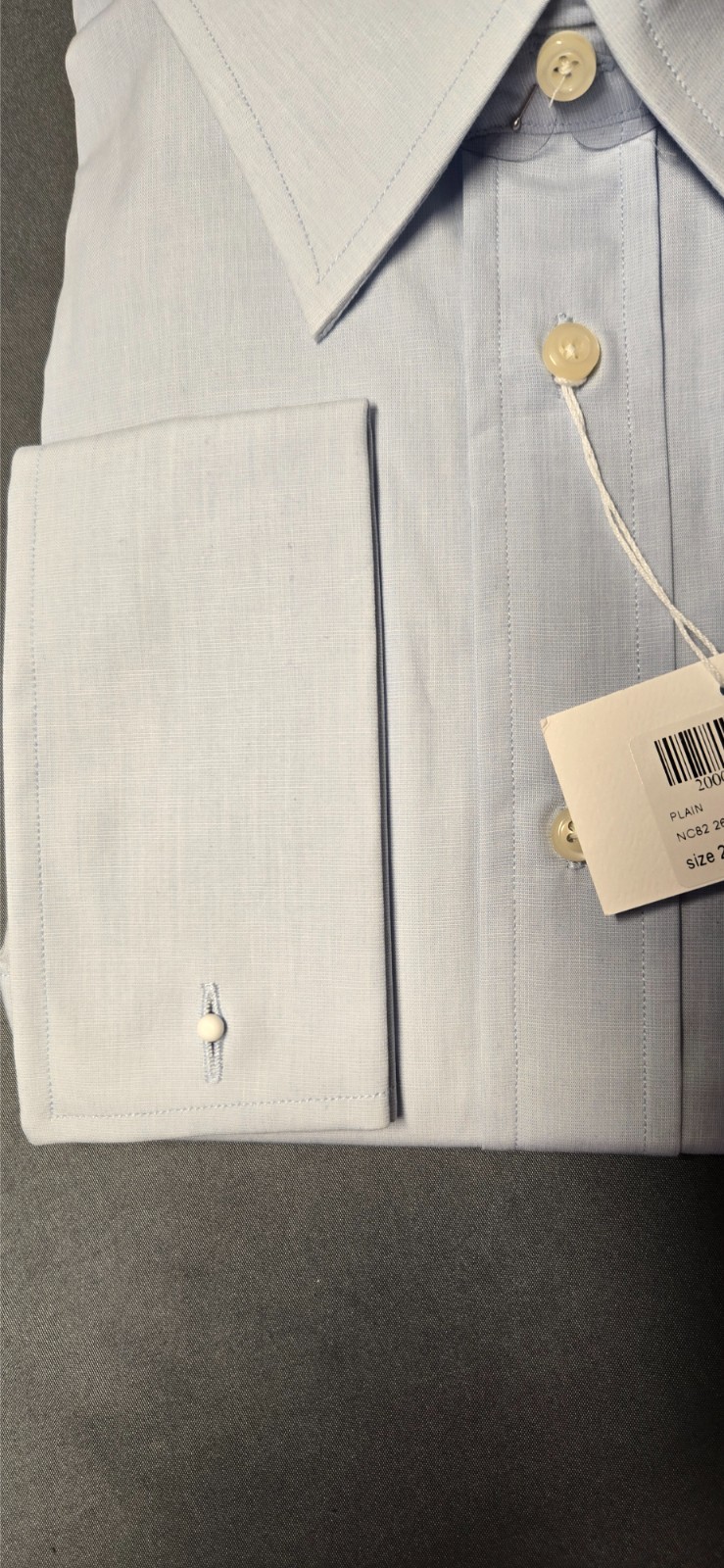 Camicissima Slim Fit Pisa Light Blue Double Cuff Dress Shirt 100% Cotton Size 20