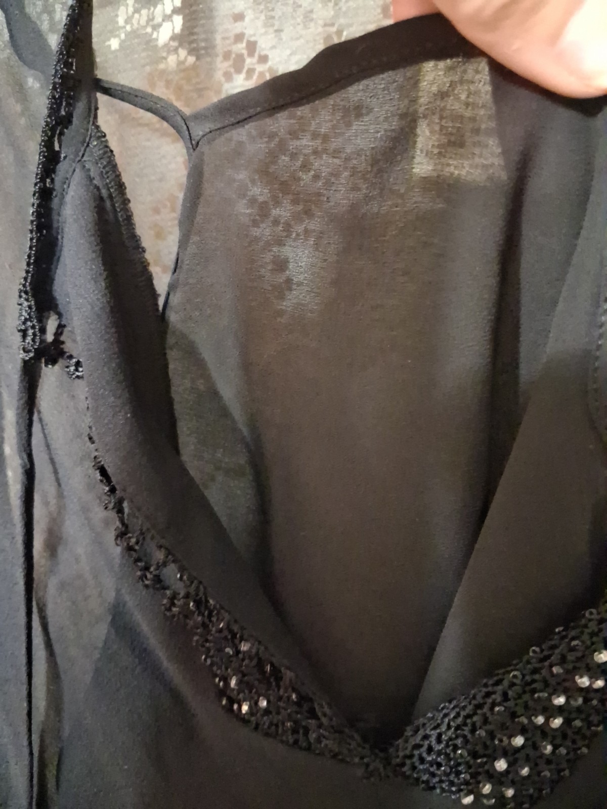 Black Silk Long Sleeve Sheer Blouse With Inner Black Camisole. Nwot Size…