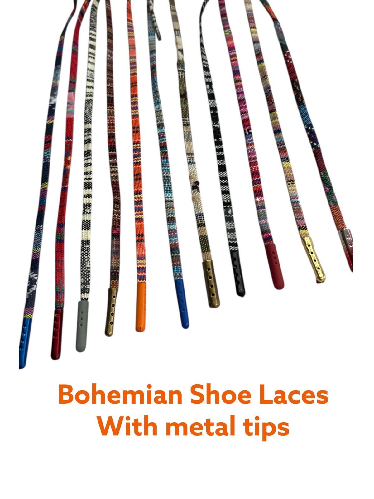 Bohemiam Shoe Laces All Sizes New Colors Metal Tips. Shipped from U.S.
