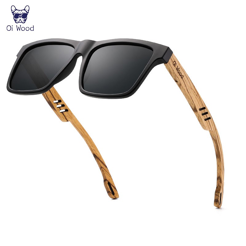 Oi Wood Polarized Square Sunglasses Men UV400 Mirror Sport Driving Glasses