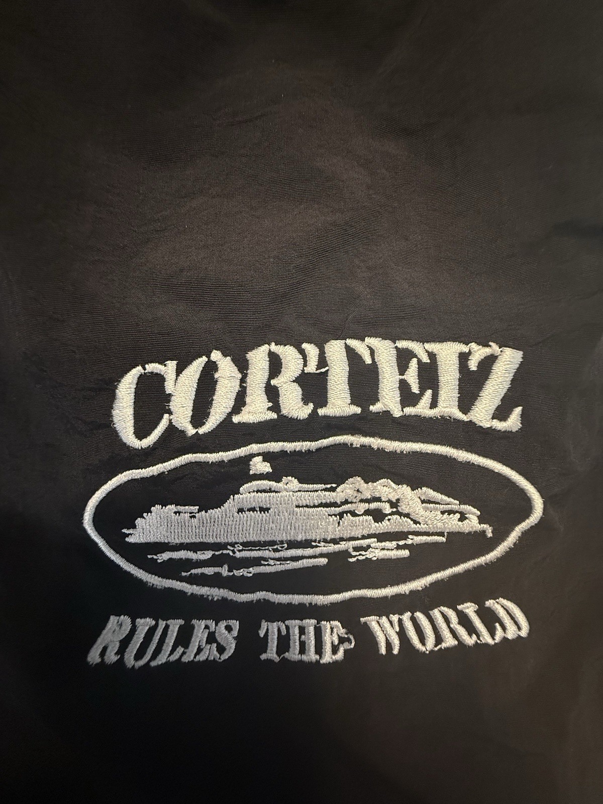 corteiz track pants men’s medium black Y2K japan style alcatraz zip streetwear