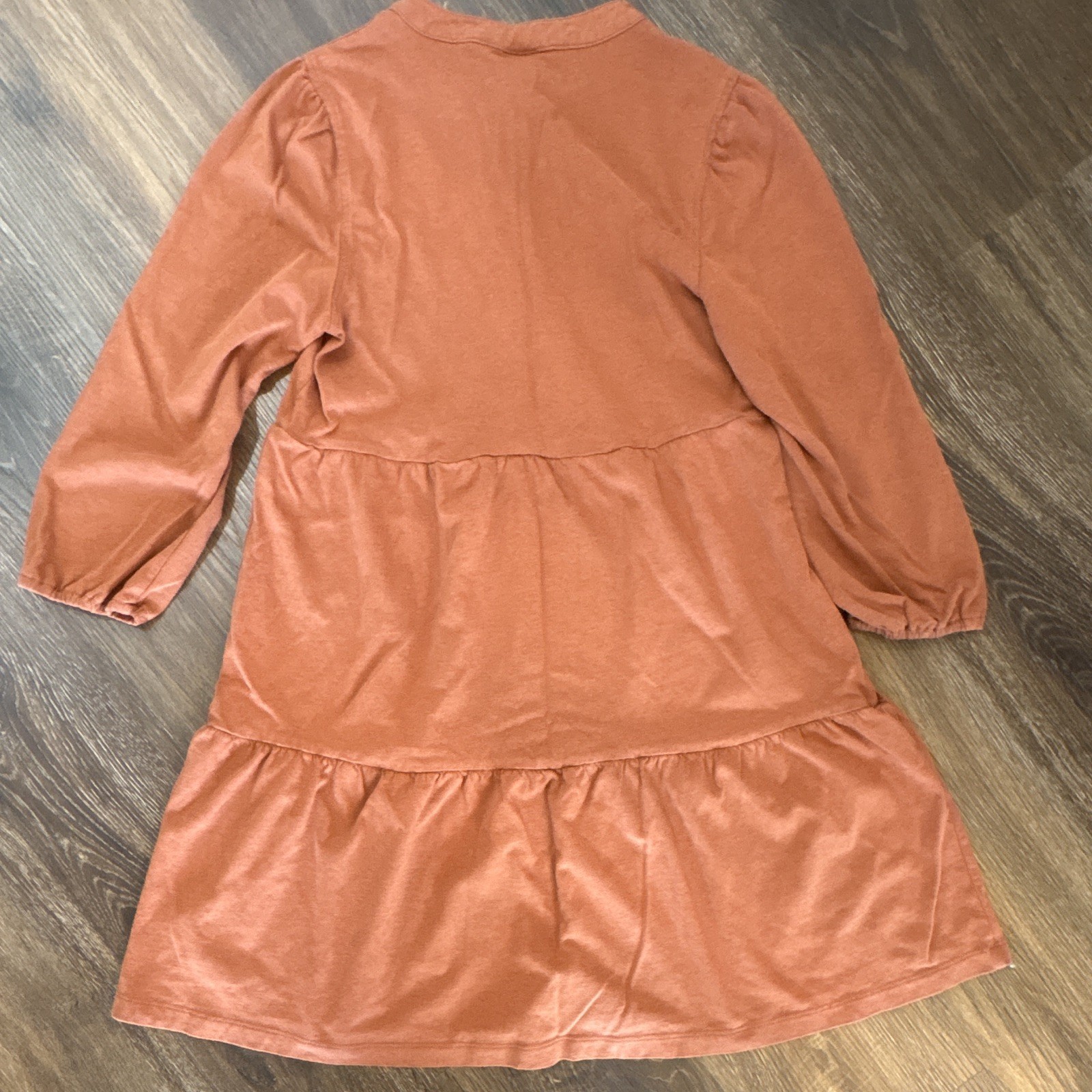 Gap woman’s size S Rust Cotton blend Tiered Long Sleeve Button Front Dress