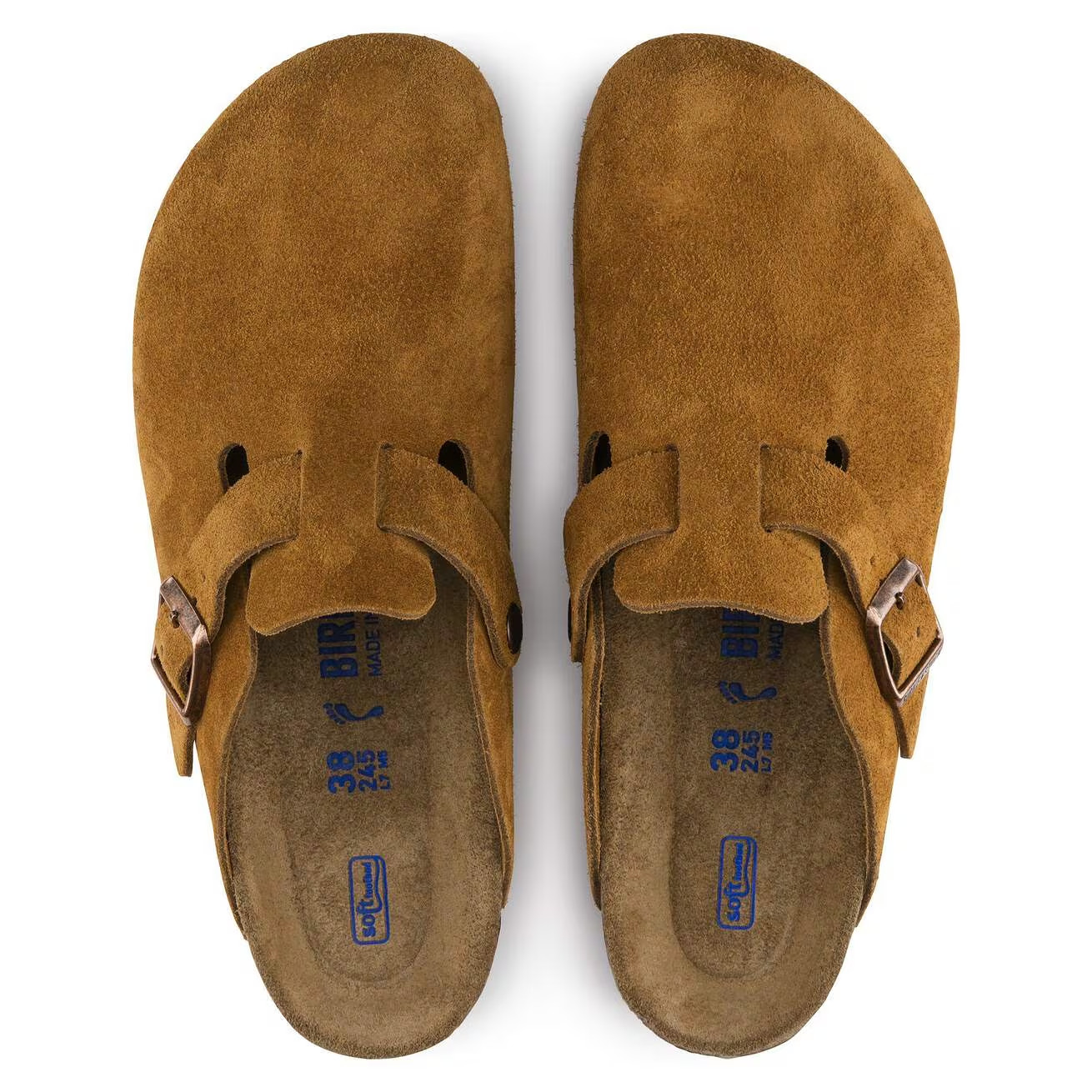 Birkenstock Boston Soft Footbed Suede Leather Clog Shoes Taupe/Black/Mocha/Mink