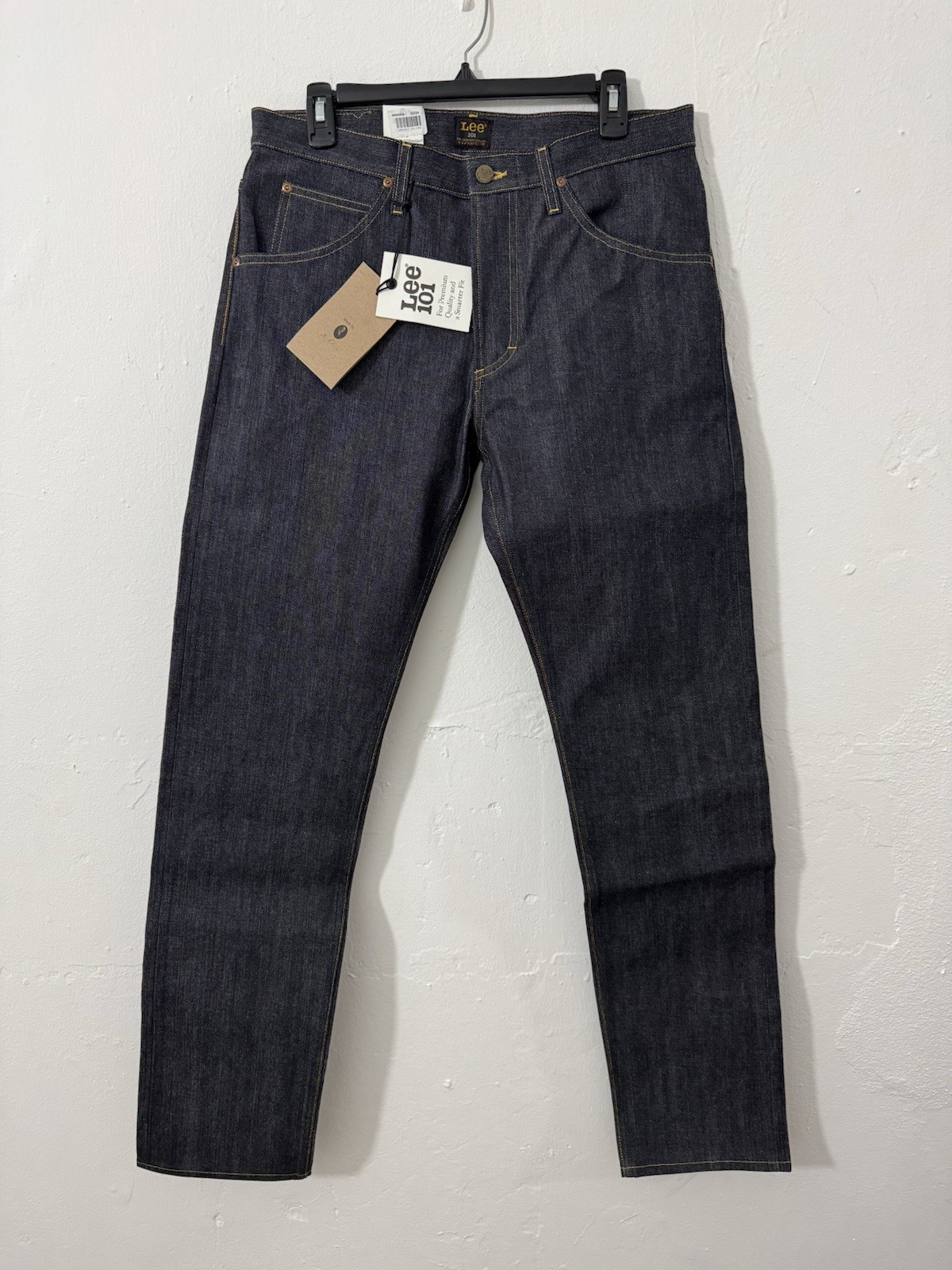 Lee 101 Z Japan Selvedge Denim Jeans Straight Leg Dry Indigo Made Italy 32×34