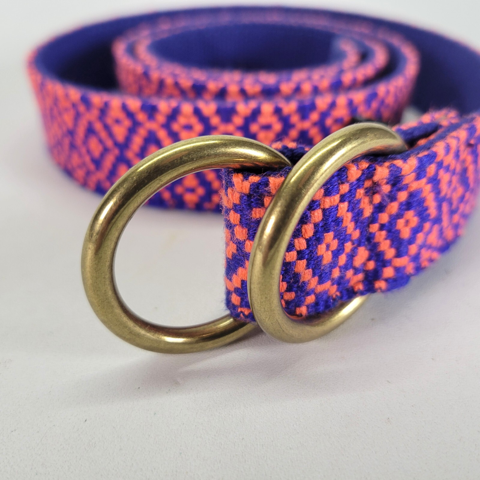 J Crew Belt 28 30 32 34 S Ring Buckle Blue Orange
