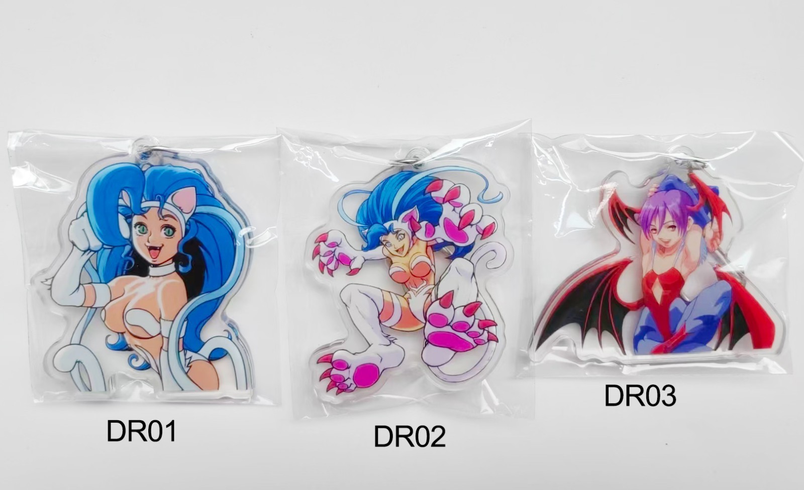 3PCS Darkstalkers Morrigan Aensland Felicia Lilith Acrylic Keychains You Pick