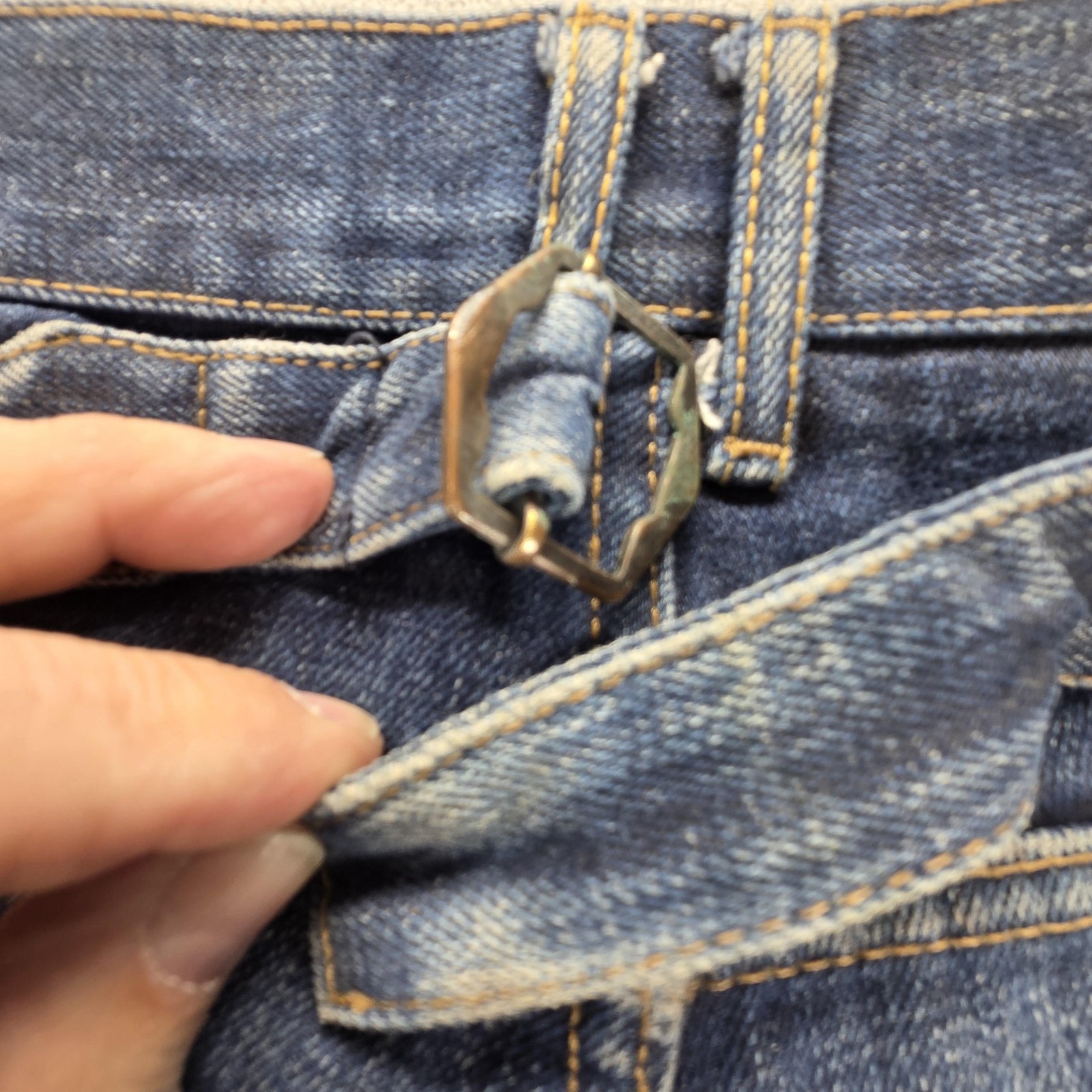 Selvedge Jeans Mens 34×32 Blue Regular Straight Farrell Buckle Back Honeycomb