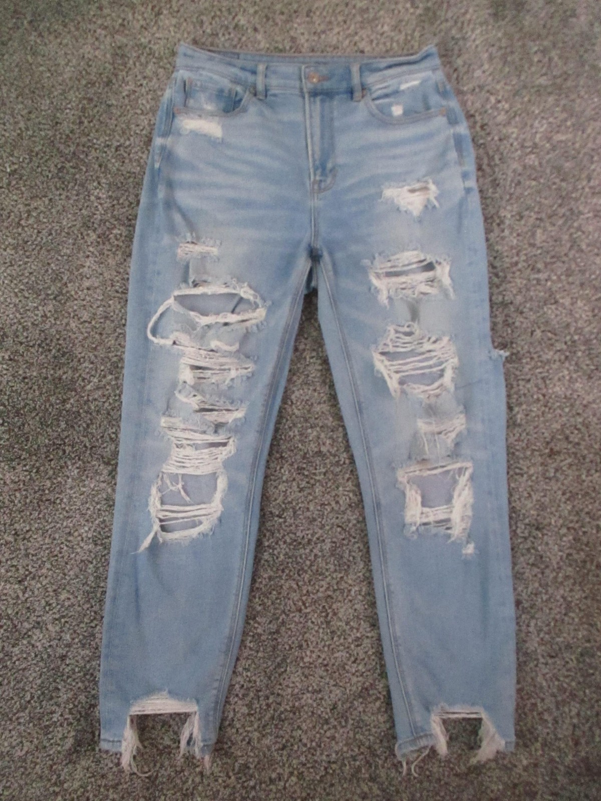 American Eagle Jeans Womens 8 Blue Mom Jean Distressed Ripped Stretch 29×28