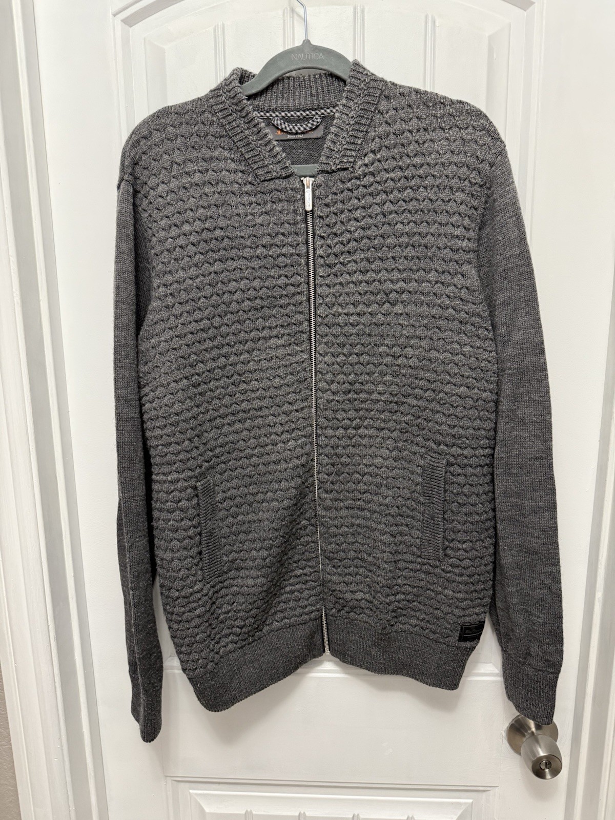 Ben Sherman Wool Blend Sweater Mens XL Pockets Long Sleeve Pullover Zip (Y-9)