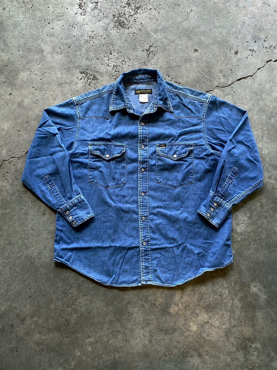 Vintage 90s Lee Japan Western Denim Shirt | Sanforized | Pearl Snap Buttons