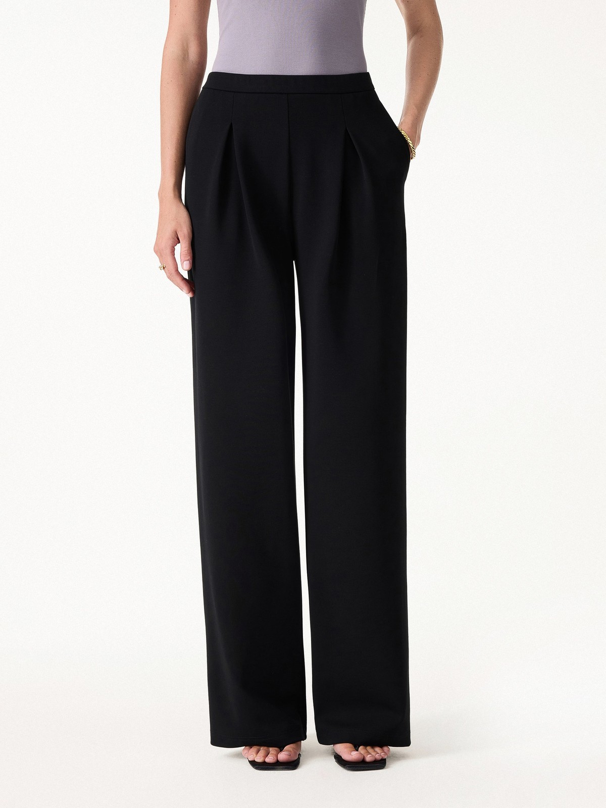 OGL Wrinkle Resistant Wide Leg Pleated Pants with Pockets