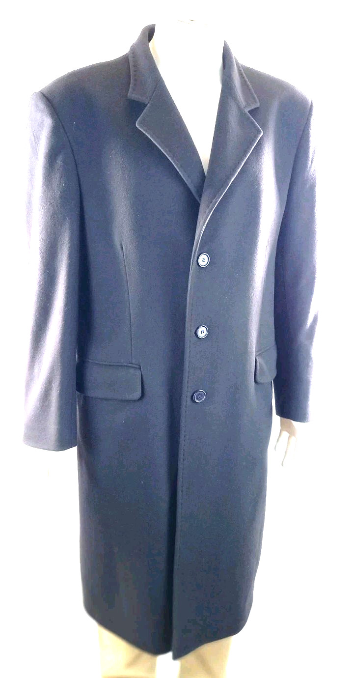 Sartoria Italiana Mens Coat Navy Wool Cashmere Mix Size 52R Smart