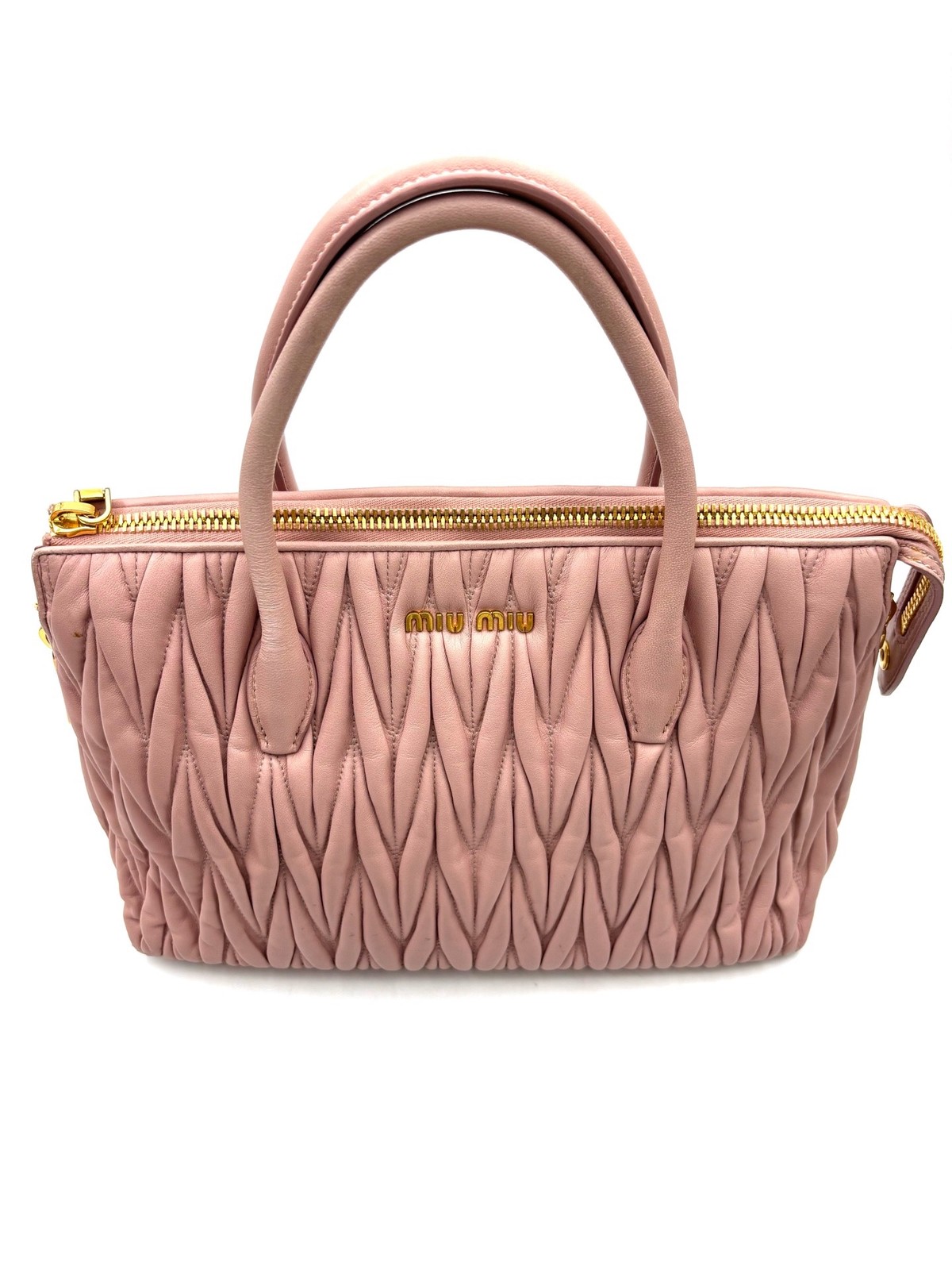 Miu Miu Pre-Owned Authentic Satchel Gold 31*15*22cm Free Tracked Shipping