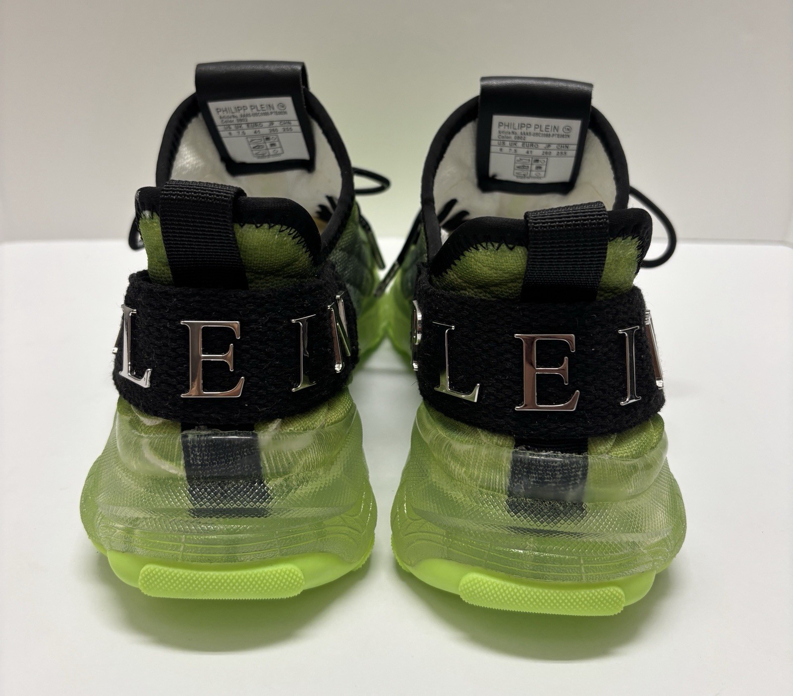 Philipp Plein Runner Hyper Shock Sneakers US 8 EU 41 Green Black New w/ Box