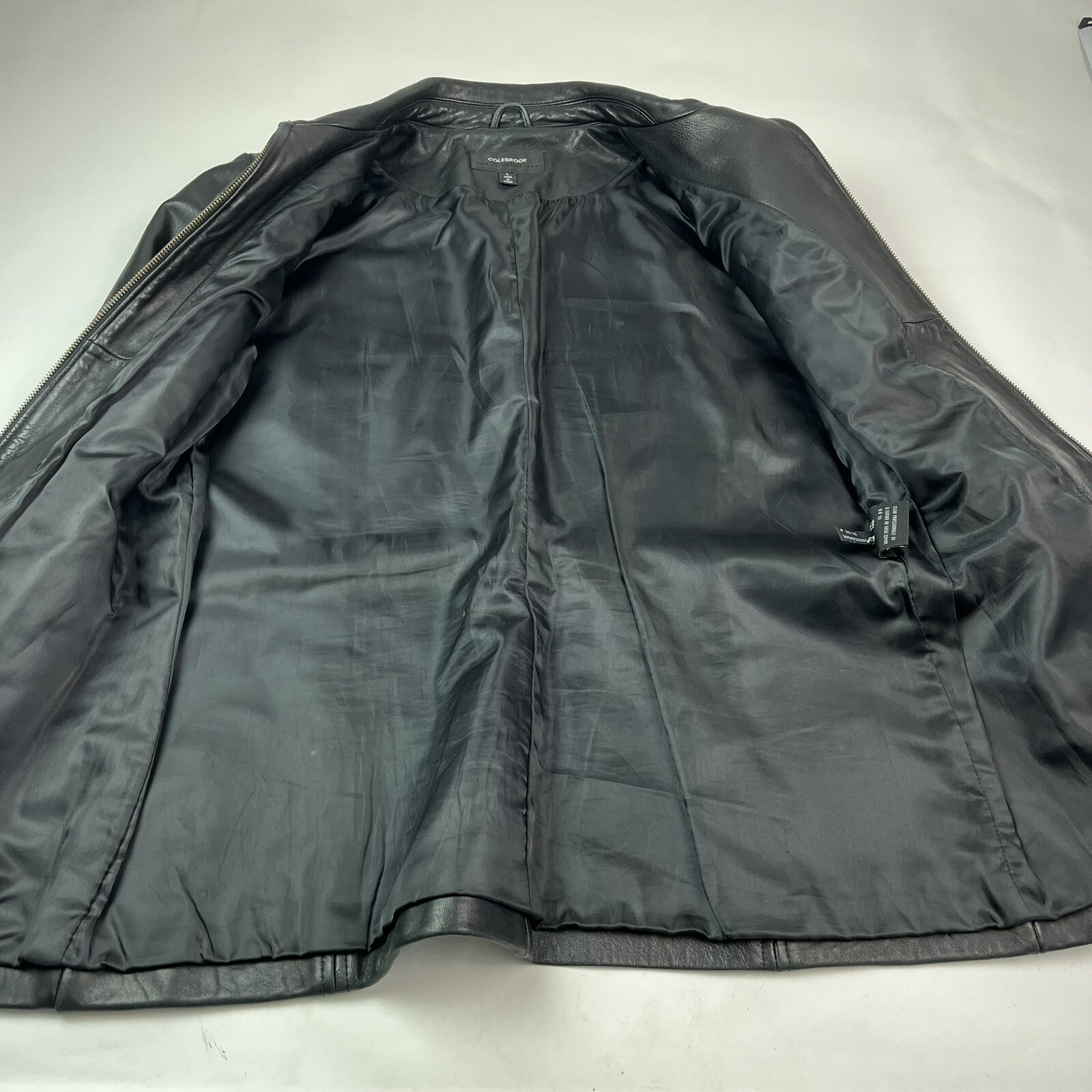 Vintage Colebook Black Leather Jacket Womens L Moto Biker Minimalist 90s