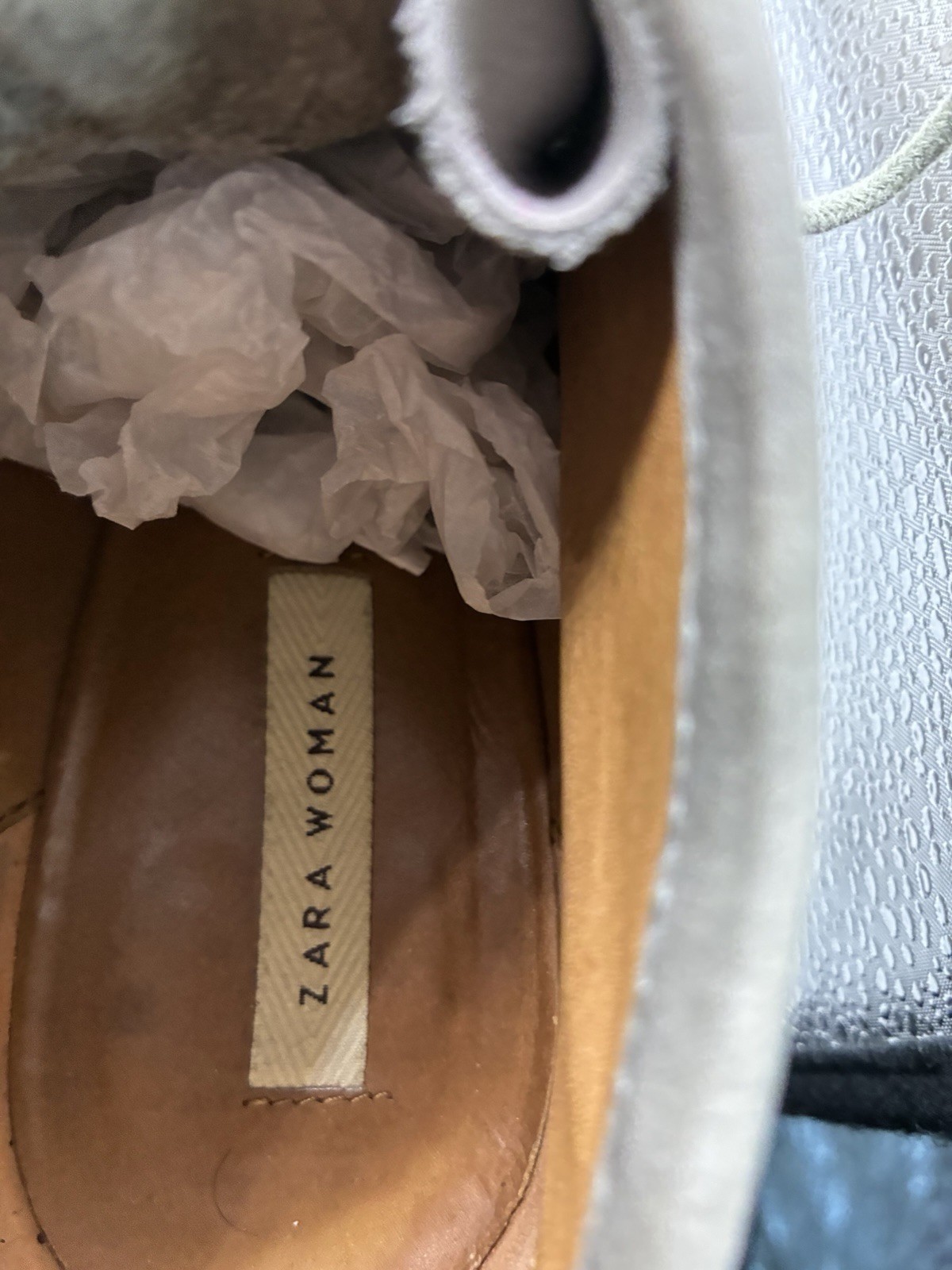 Zara Taupe Lace Up Wedge Ankle Boots Women’s Size 38 US 7.5 Moc Toe Hidden Wedge