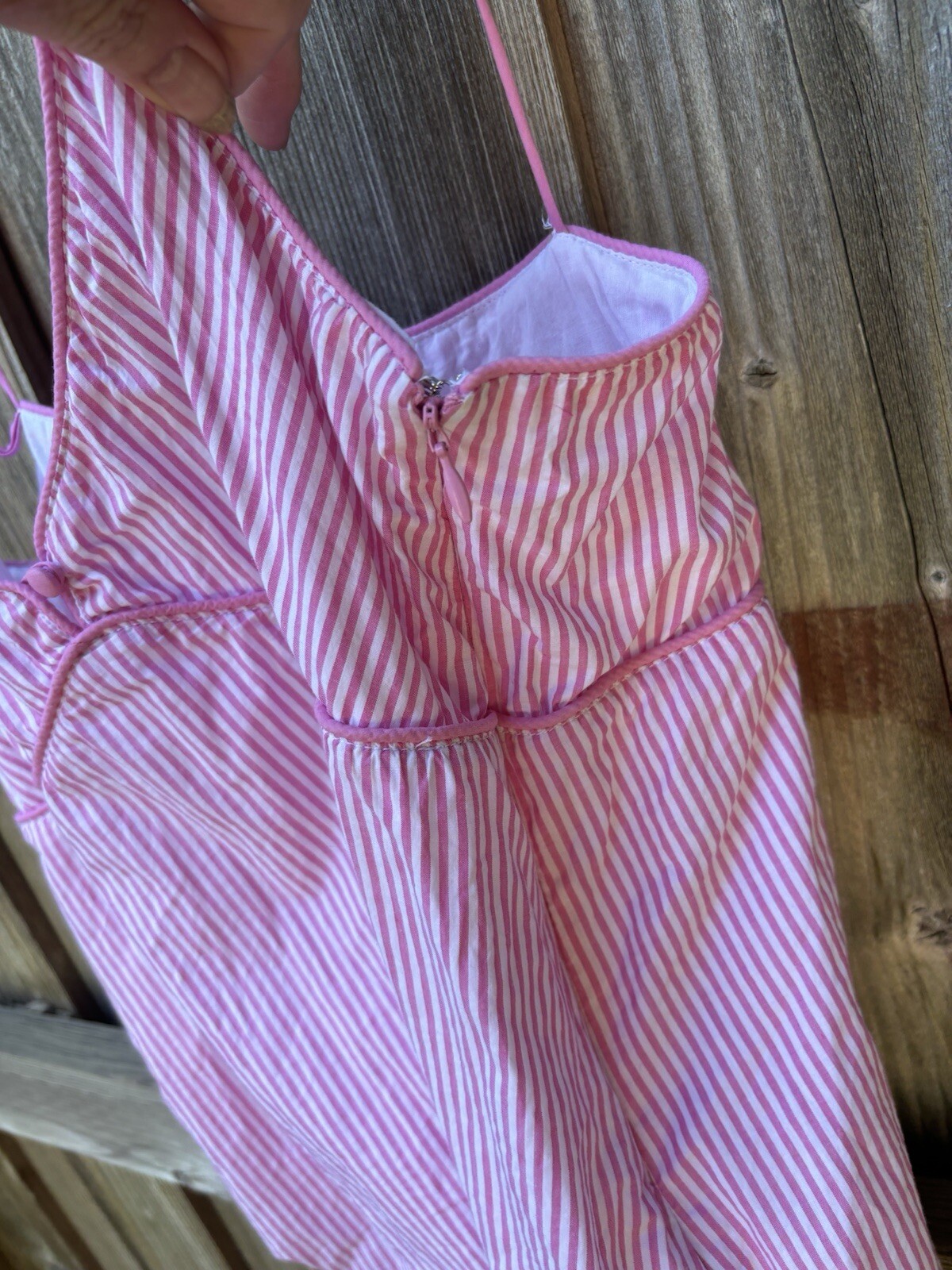 Gap Cami Summer Top Side Zip W 12 Pink White Stripes Lined Fresh Chic Straps