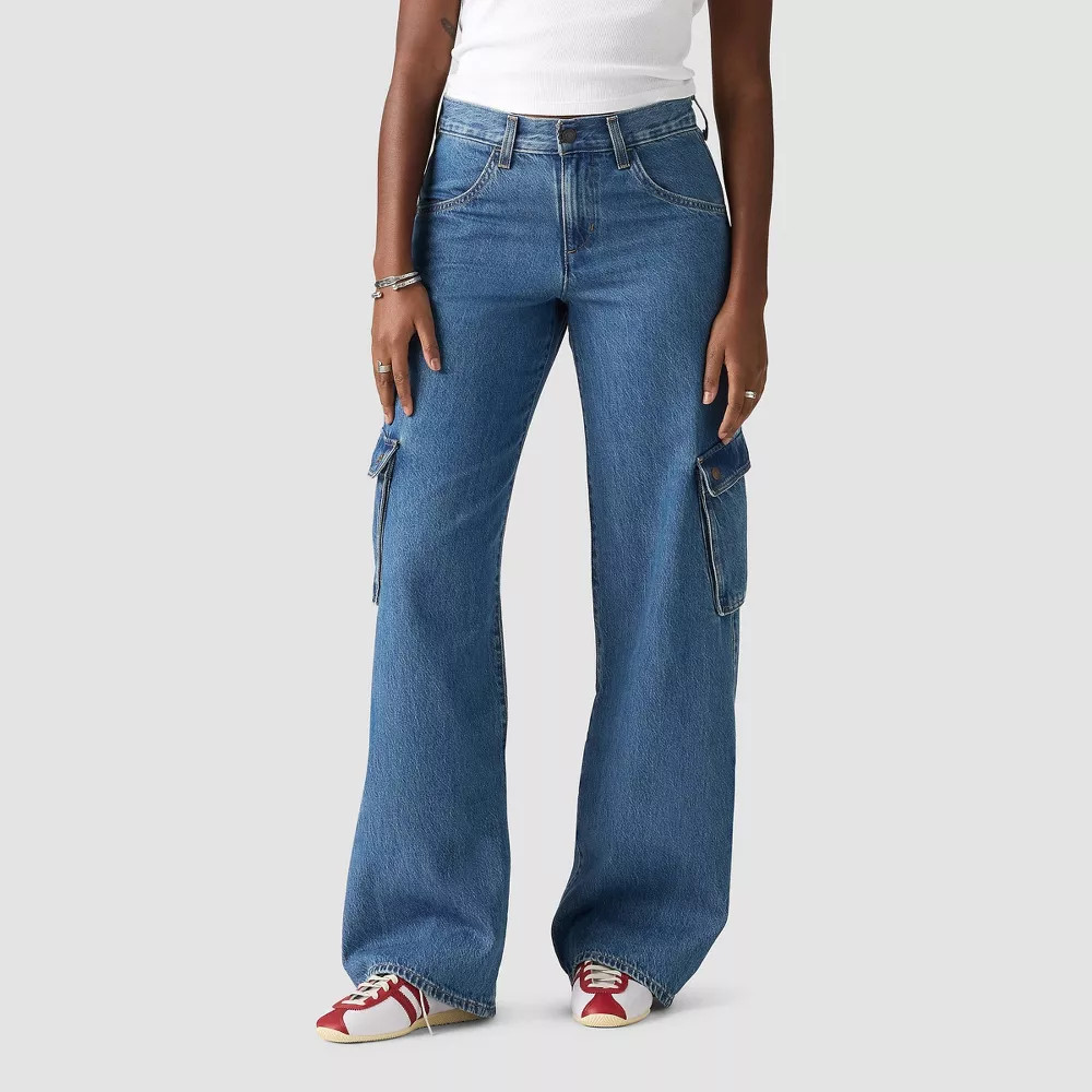 Levi Women Low-Rise Superlow Loose Wide-Leg Jeans – All Over Blue